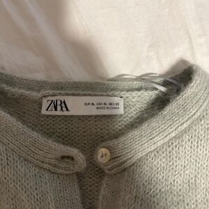 Zara Light Gray Knit Button Cardigan Sweater Women's XL
